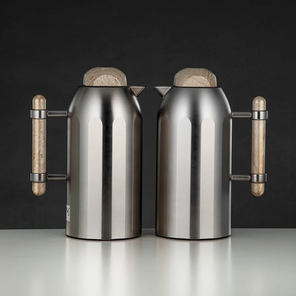 FG211 Vacuum Flask 2-Piece Set – (1L + 1L) – Matte Nickel with Marble Handle