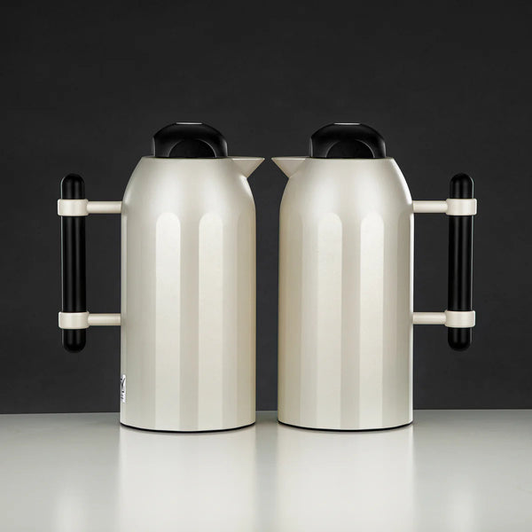 FG211 Vacuum Flask 2-Piece Set – (1L + 1L) – Pearl White with Black Handle