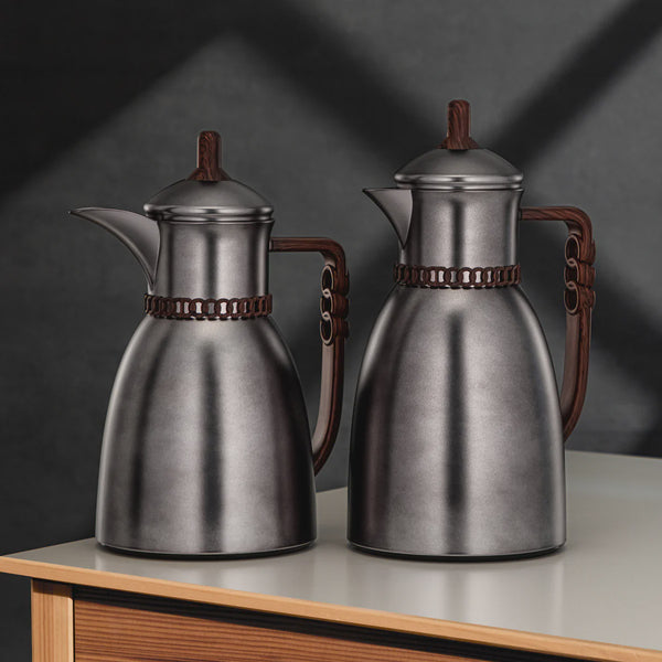 FG213-gbldw-vacuum-flask-2-piece-set-jet-black-dark-wooden-handle-0.7L-1L-siddiq-gifts-mussafah-abu-dhabi