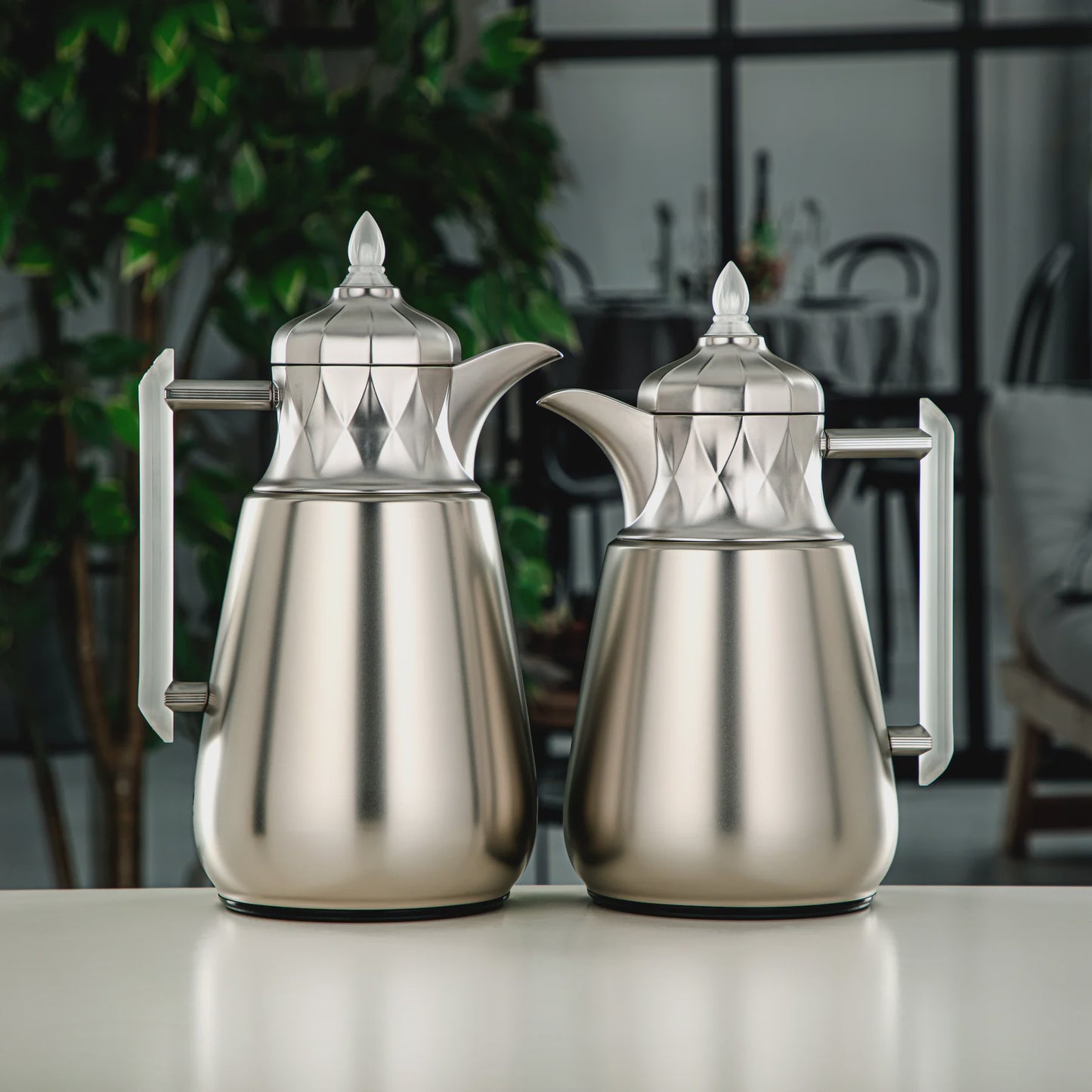 Fg805 Vacuum Flask 2Pc Set Matte Silver Frost