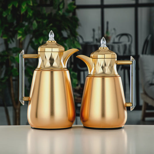 FG805 VACUUM FLASK 2PC SET MATTE GOLD TRANSPARENT