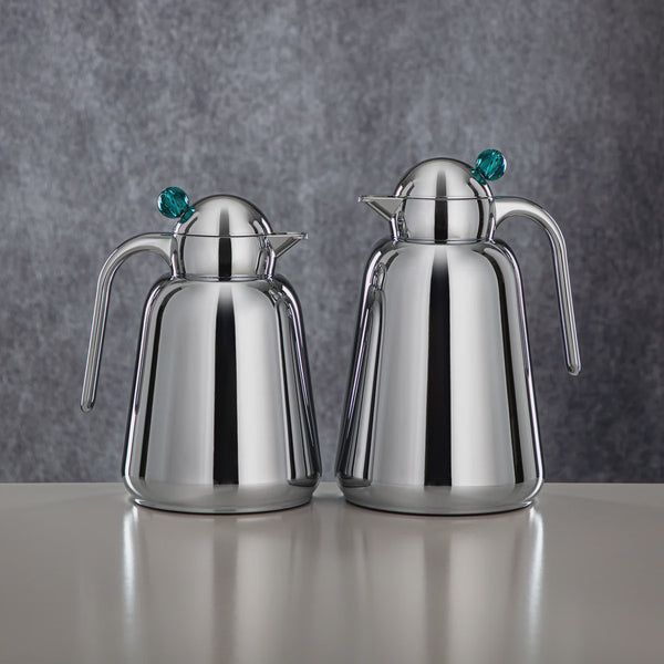 FG807 Vacuum Flask 2PC Set Green & Silver
