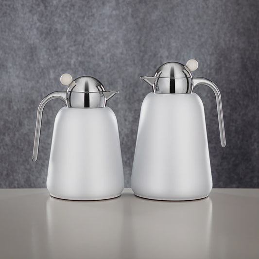 FG807 Vacuum Flask 2PC Set  Silver White