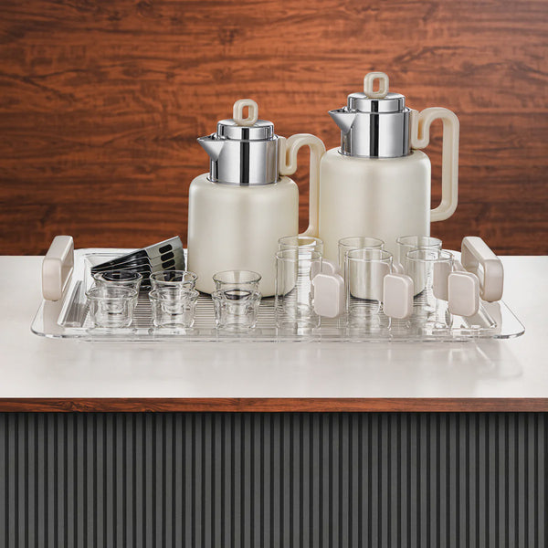 FG815 Vacuum Flask Set – 21-Piece – Matt Pearl White with Silver Accents
