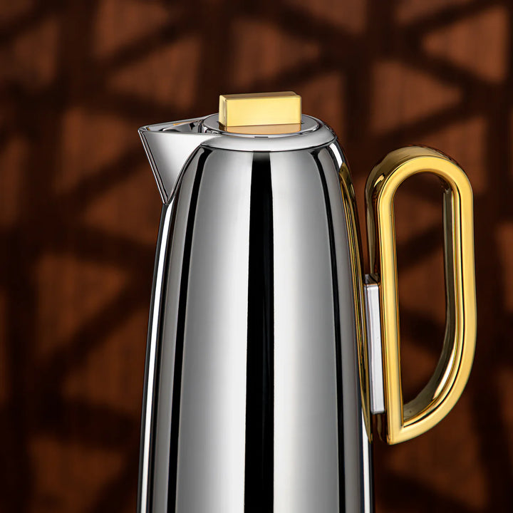 FG816-CG Vacuum Flask 2-Piece Set – Silver with Gold Handle – 0.7L & 1.0L | Siddiq Gifts Mussafah Abu Dhabi