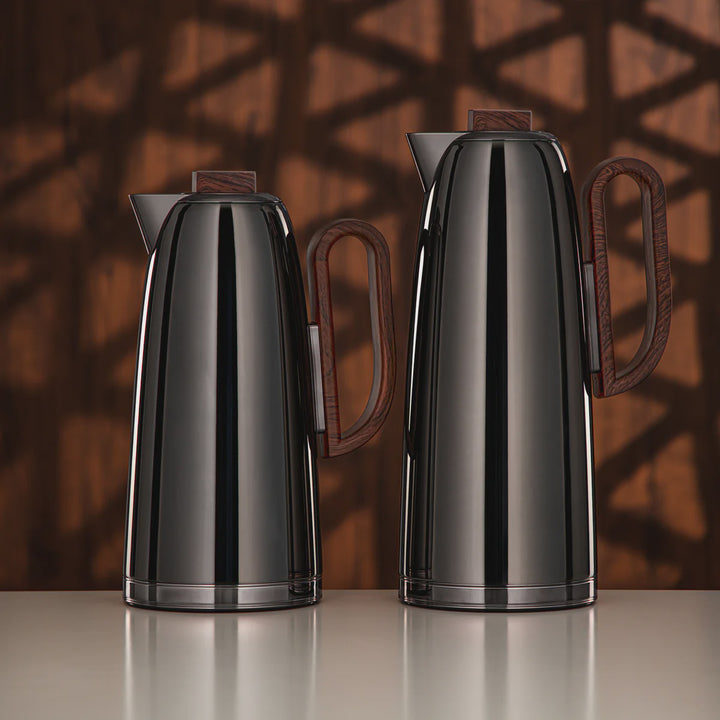 FG816-GBLDW Vacuum Flask 2-Piece Set – Gun Black with Dark Wooden Handle – 0.7L & 1.0L | Siddiq Gifts Mussafah Abu Dhabi