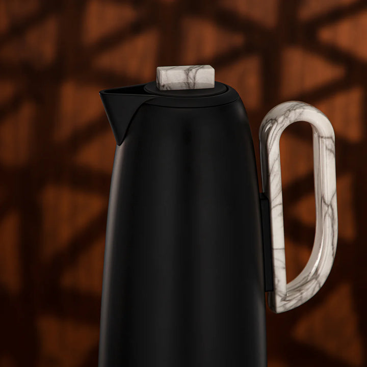 FG816-MBLWM Vacuum Flask 2-Piece Set – Matt Black with White Marble Handle – 0.7L & 1.0L | Siddiq Gifts Mussafah Abu Dhabi