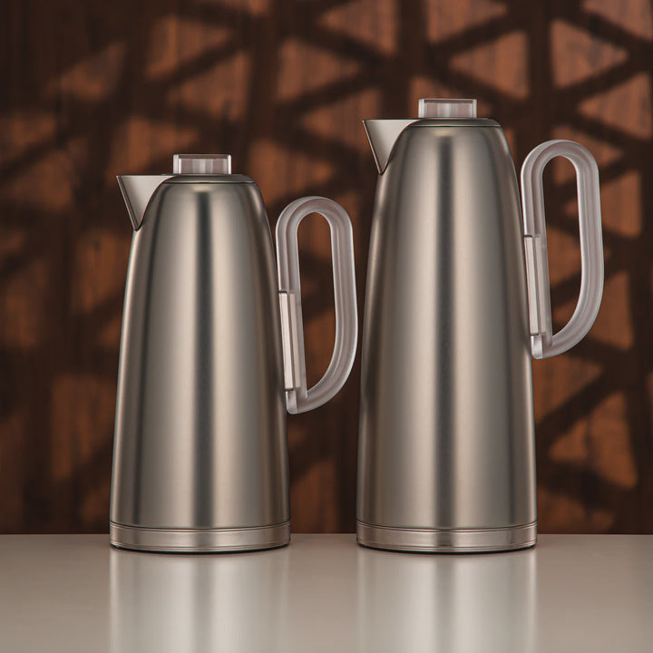 FG816-MNIFA Vacuum Flask 2-Piece Set – Matt Nickel Frost Finish – 0.7L & 1.0L | Siddiq Gifts Mussafah Abu Dhabi