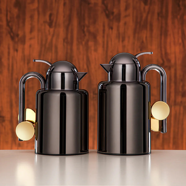 FG819 Vacuum Flask 2-Piece Set (1.5L + 1.0L) – Gun Black & Gold Finish
