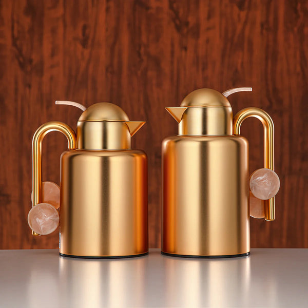 FG819 Vacuum Flask 2-Piece Set (1.5L + 1.0L) – Matt Gold & Ivory Finish