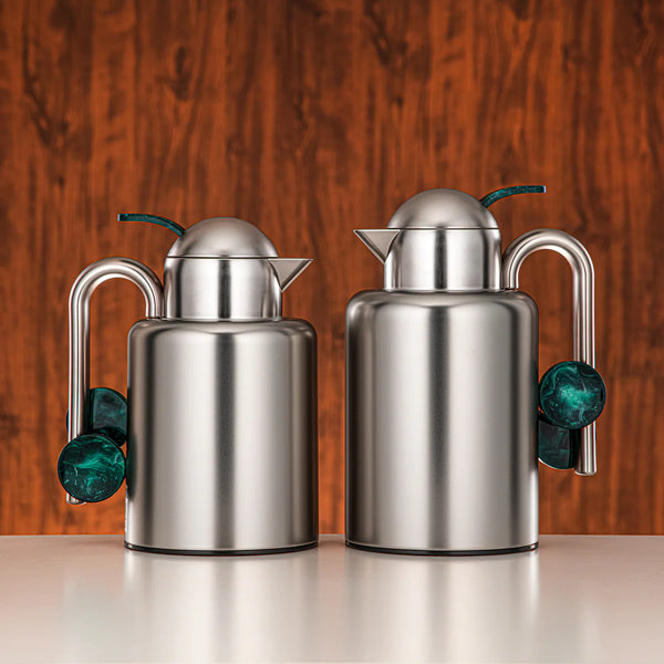 FG819 Vacuum Flask 2-Piece Set (1.5L + 1.0L) – Matt Nickel & Dark Green Finish