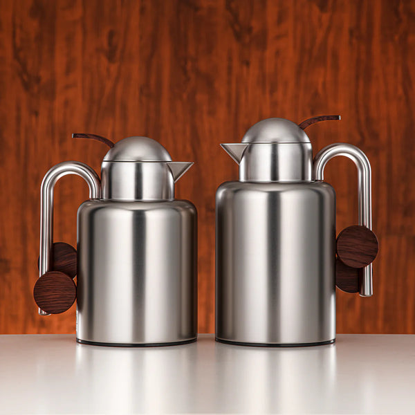 FG819 Vacuum Flask 2-Piece Set (1.5L + 1.0L) – Matt Nickel & Dark Wooden Finish