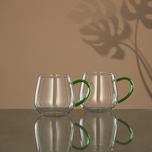 GLS0010122 Glass Cup 2PC Green