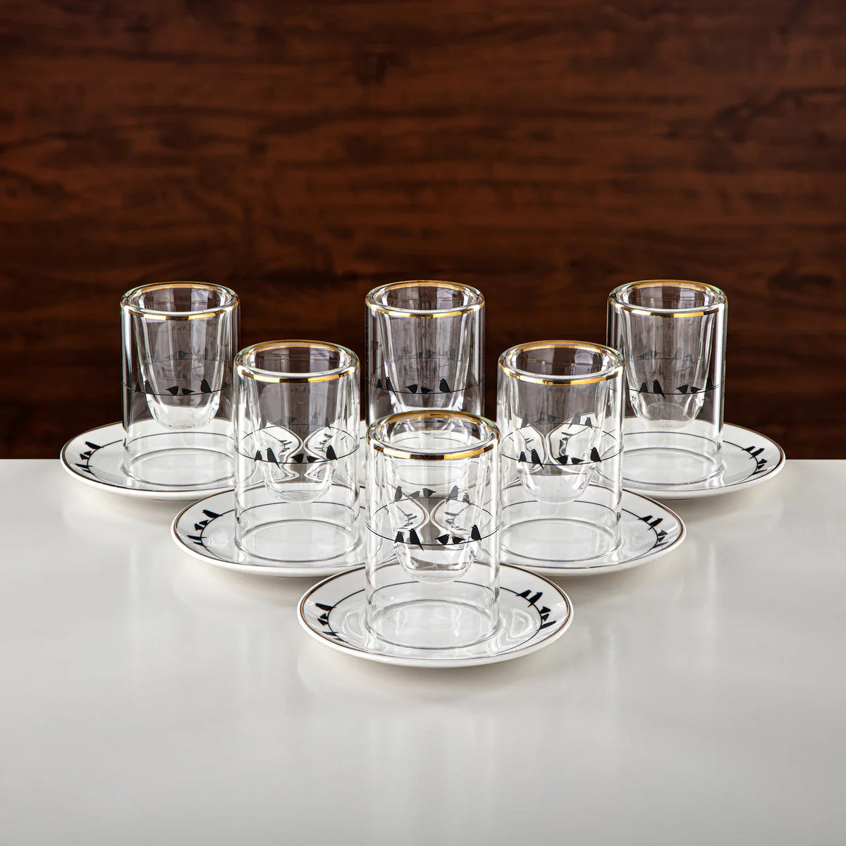 GLS2630056 Tea & Coffee Set 18 Pieces, Glass & Porcelain