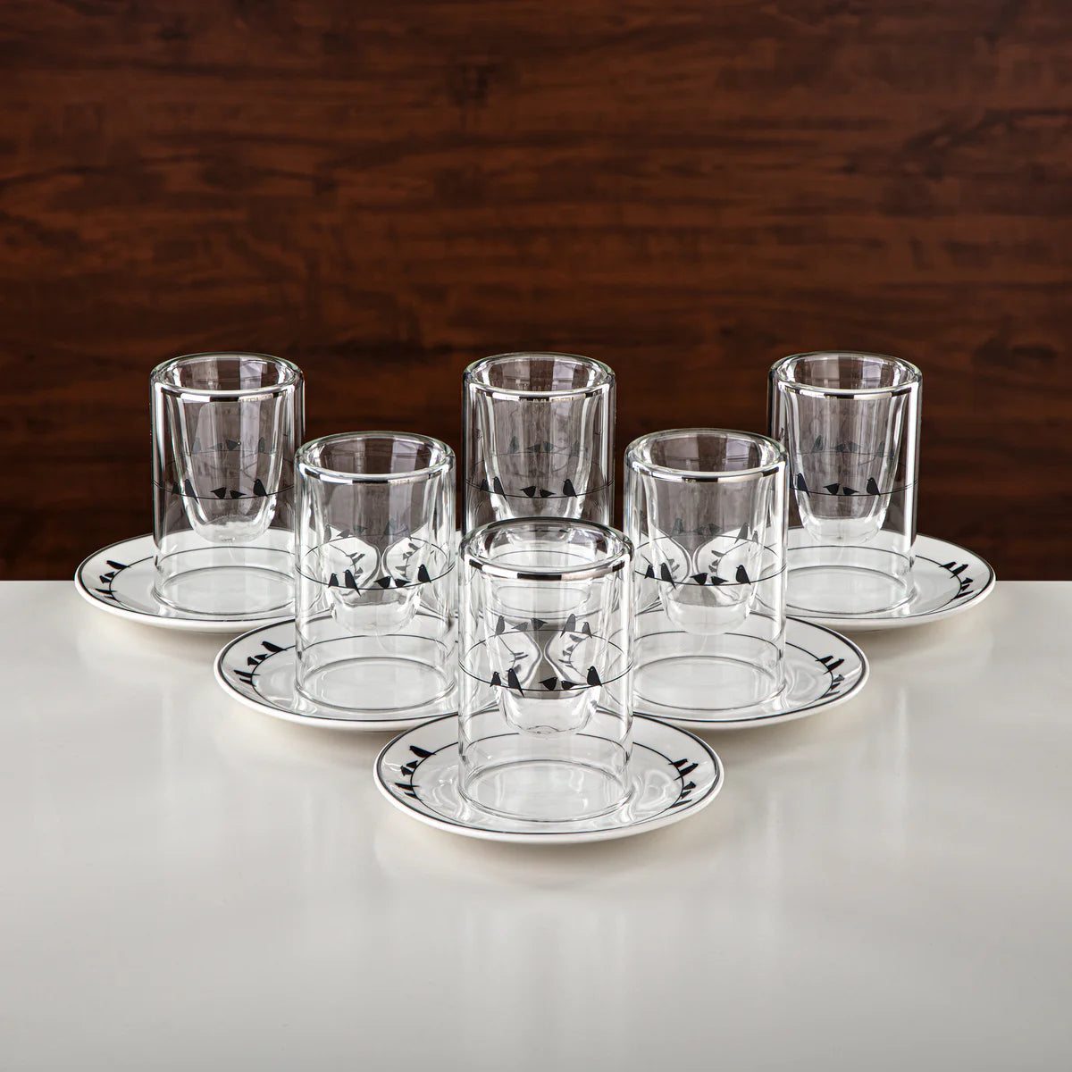 GLS2630057 Tea & Coffee Set 18 Pieces, Glass & Porcelain