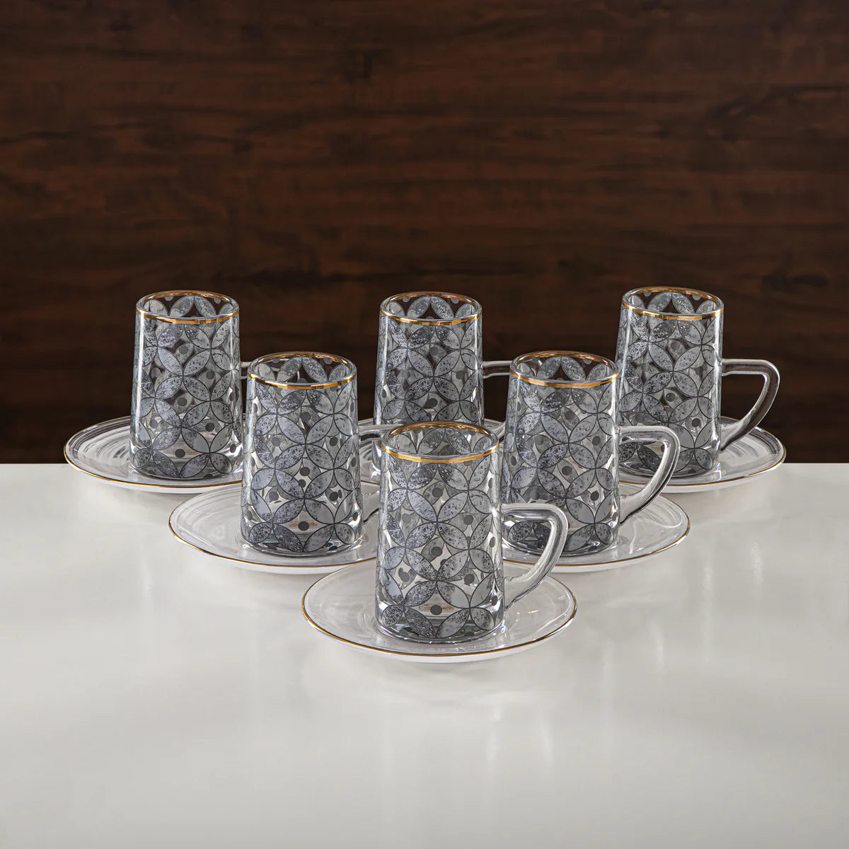 GLS2630058 Tea & Coffee Cup Set Gold Rim