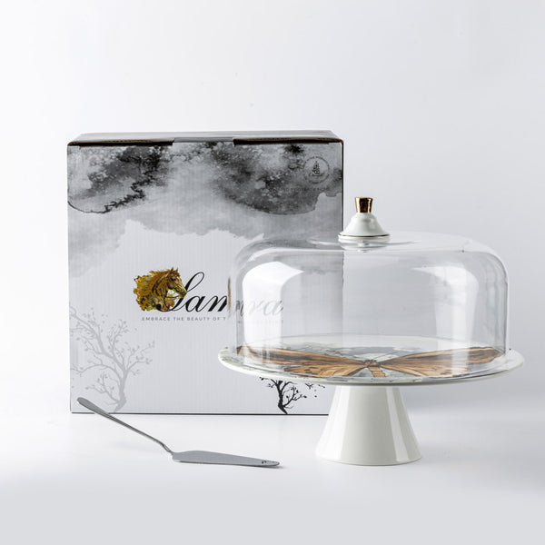 Isabella Cake Stand W/Lid Gy1541