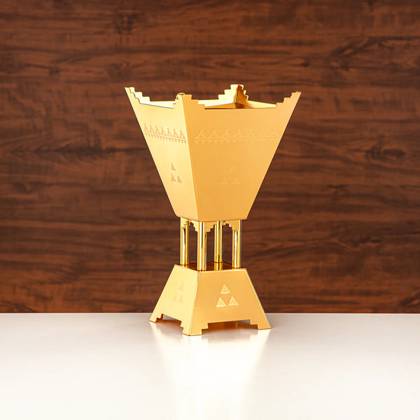 HT2411014 Incense Burner – 24cm (H) – Elegant Golden Bakhoor Holder for Home Fragrance