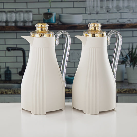 Almarjan Vacuum Flask 2Pcs Set Fg205 -Ivory Gold