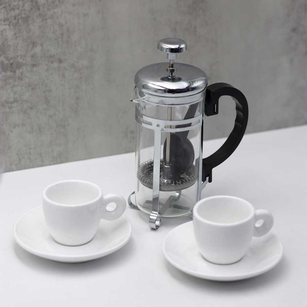 French Coffee Pressure Pot With Cup And Saucer