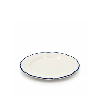 LTS-002 Luhpar Ceramic Side Plate – 20.8 cm – Embossed Lotus Design with Blue Rim