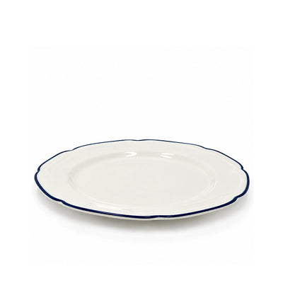 LTS-001 Luhpar Ceramic Dinner Plate – 26.8 cm – Embossed Lotus Design with Blue Rim
