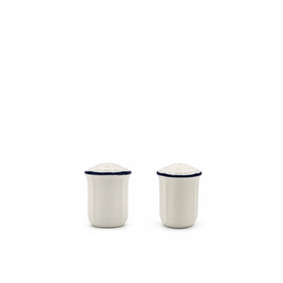 RIM LTS-010 Luhpar Ceramic Salt & Pepper Set – Embossed Lotus Design with Blue Rim