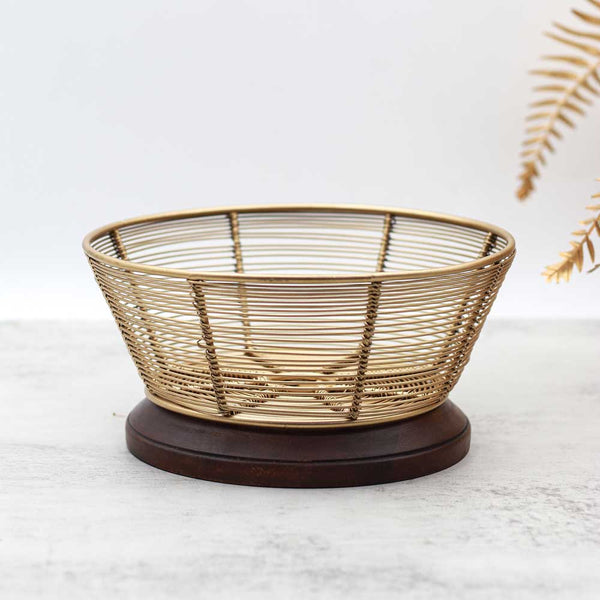 Abn Wire Basket With Wooden Base