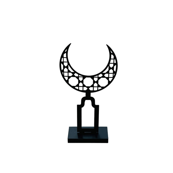 1268-65 هلال رمضان معدني أسود ديكور رمضان 23 سم