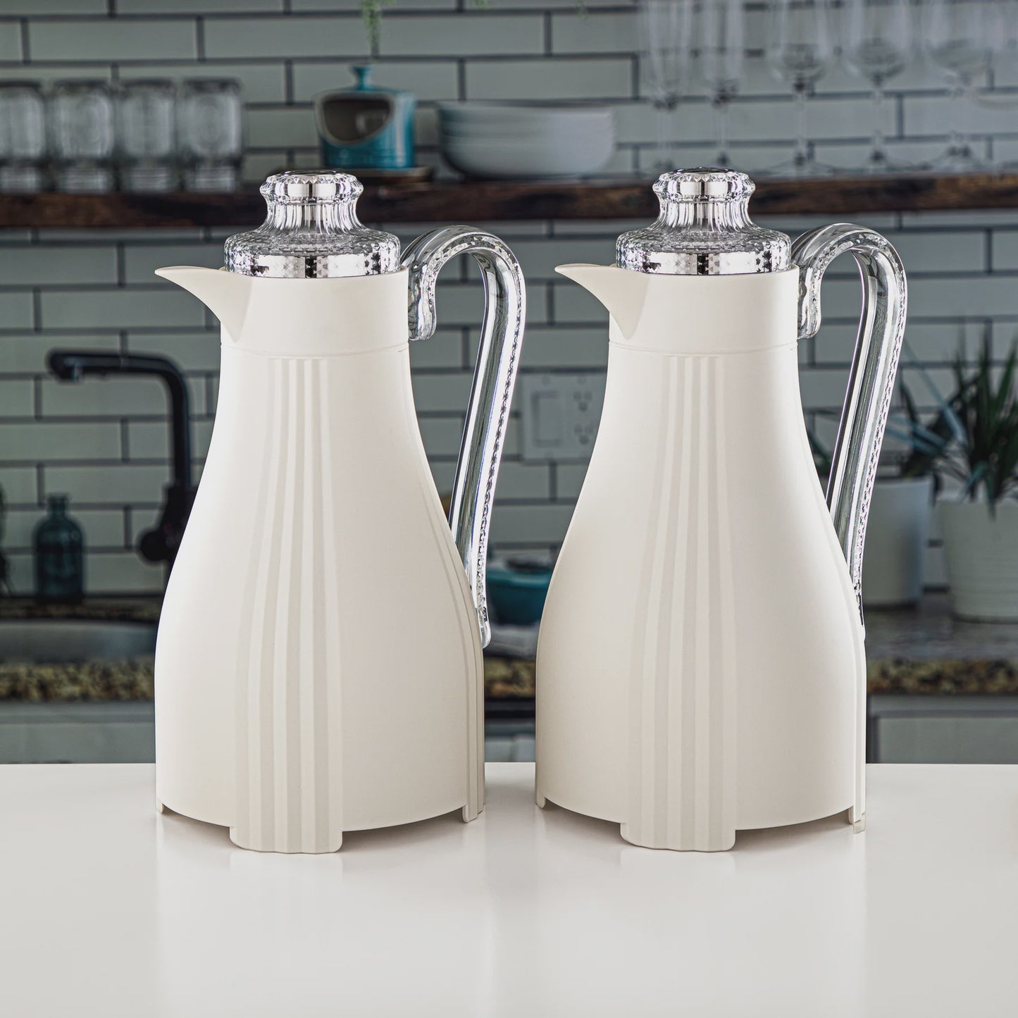 Almarjan Vacuum Flask 2Pcs Set Fg205-Ivory Silver