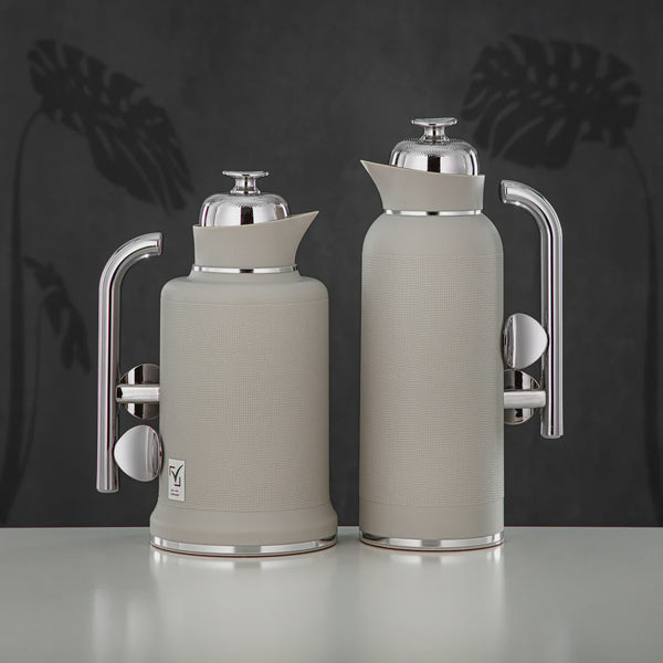 IZ-MLSGS – Vacuum Flask 2PC Set – 1L + 1L – Matte Grey with Silver Accents