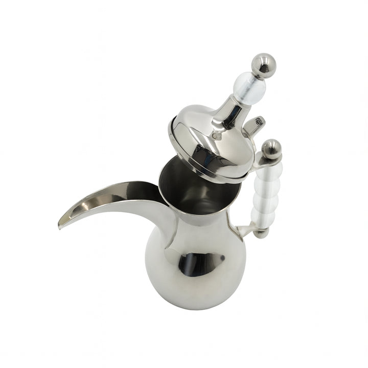 Silver coffee pot on a white background