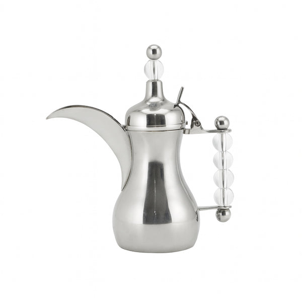 Silver coffee pot on a white background