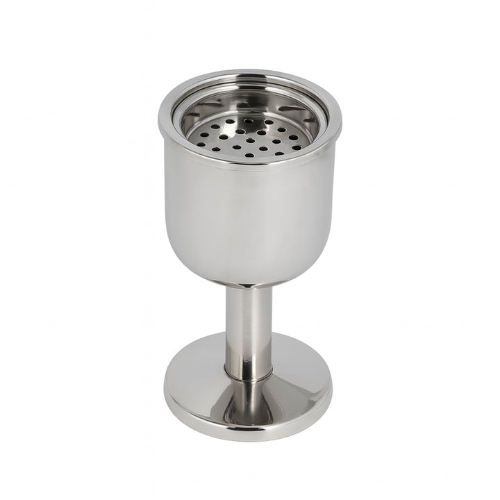 Stainless steel drink mixer on a white background