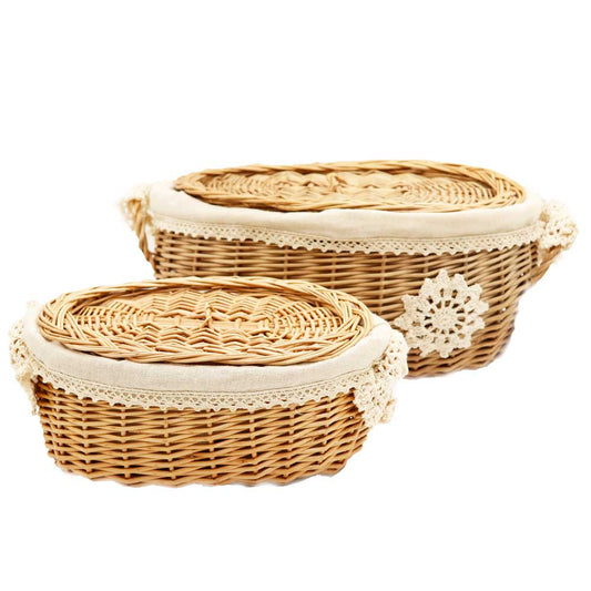 Straw Picnic Basket 2pcs Set