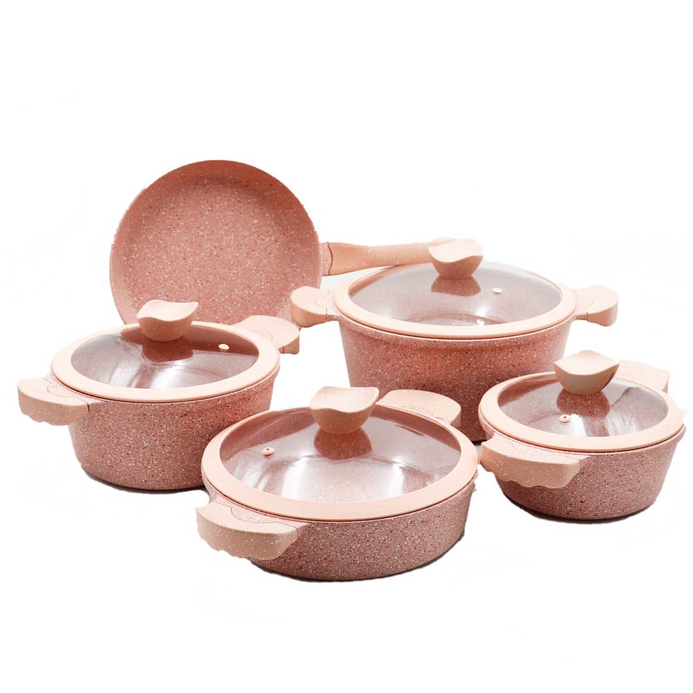 GRAND TOUCH PINK COOKWARE SET 9PCS SET