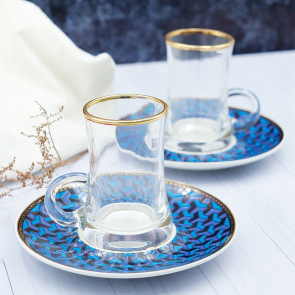 Rm-282 Glass Tea Cup And Saucer 12-Piece Set