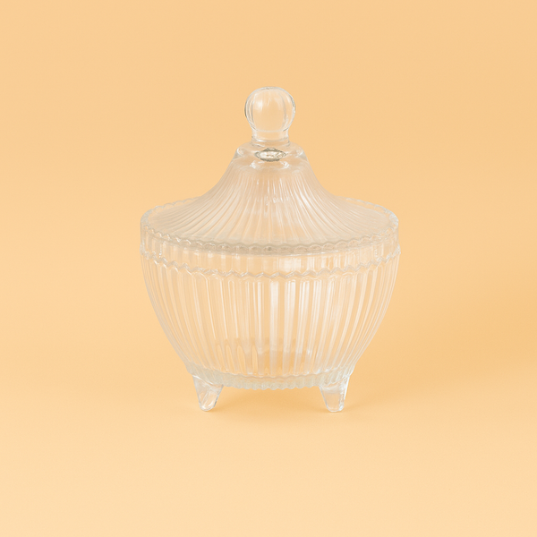 Clear Glass Sugar Bowl with Lid – Elegant Fluted Design – Tg1034-4