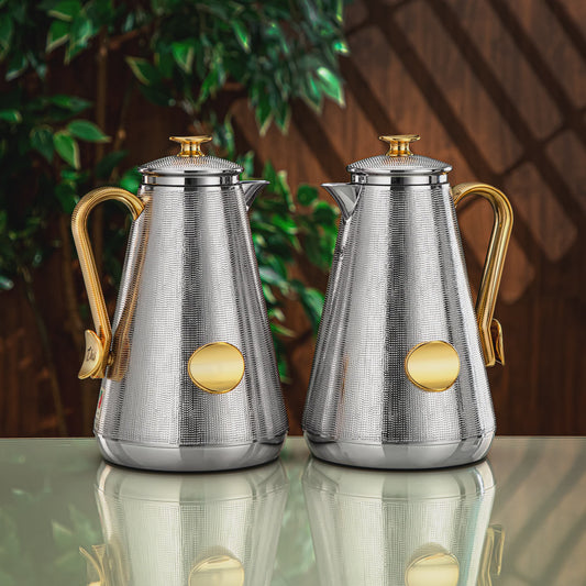 Almarjan Pz Vacuum Flask 2Pcs Set Silver Gold