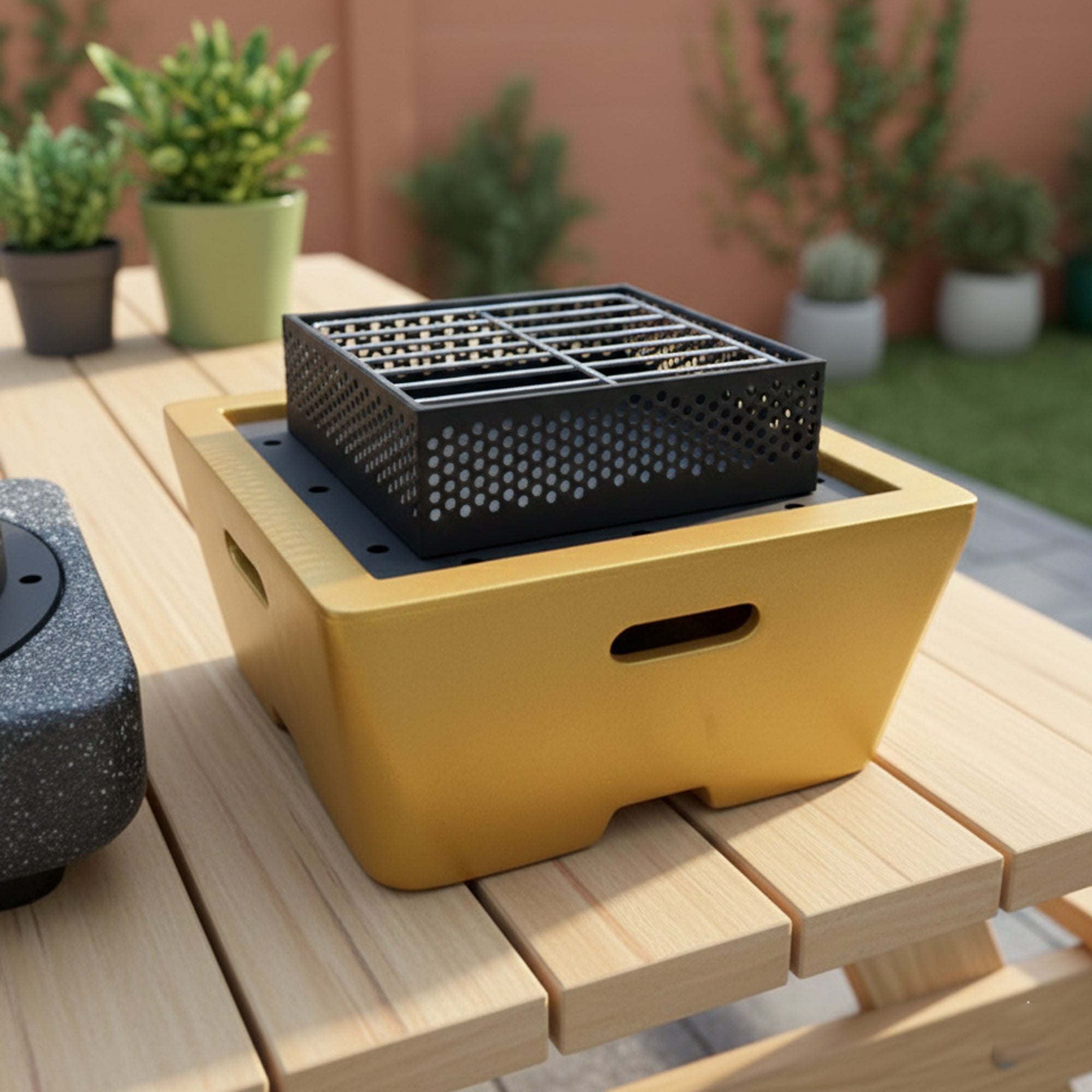 R231287-198 VIP square charcoal BBQ grill 32.5 x 32.2 x 18.3 cm portable outdoor grill | Siddiq Gifts Mussafah Abu Dhabi