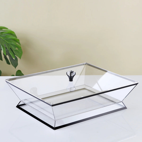 Acrylic Fruit Box – Elegant Clear Design with Black Line & Lid – 38cm (L) × 30cm (W) – RT1077B