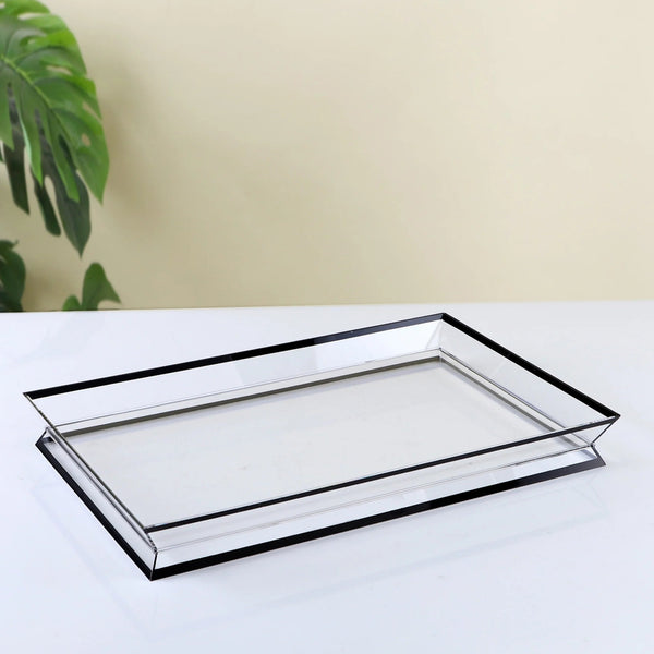 Acrylic Serving Tray – Elegant Clear Design with Black Line – 40cm (L) × 20cm (W) – RT1099B