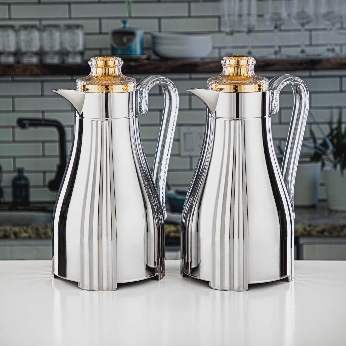 Almarjan Vacuum Flask 2Pcs Set Fg205 -Silver Gold