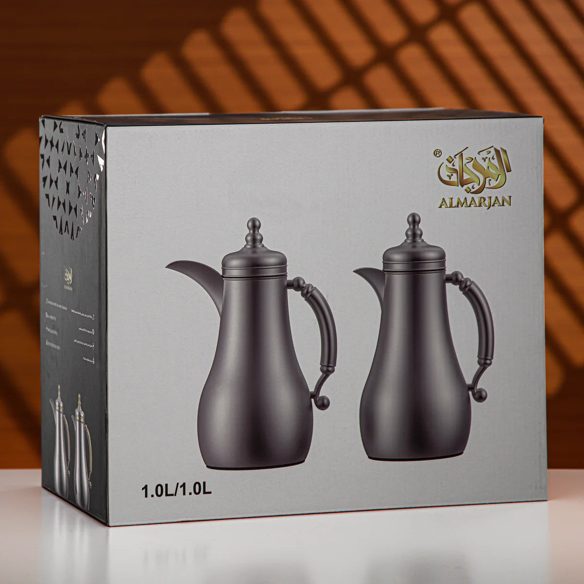 SM-2A46AB-PWC Vacuum Flask Set – 2 Pieces (1.0 L + 1.0 L) – Pearl White with Silver Accents