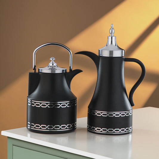 SM-2D936AB VACUUM FLASK 2PC SET BLACK SILVER