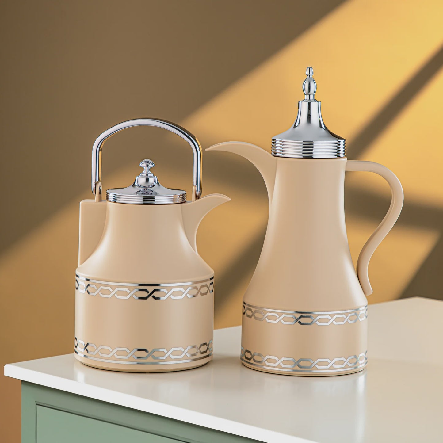 SM-2D936AB VACUUM FLASK 2PC SET BEIGE SILVER