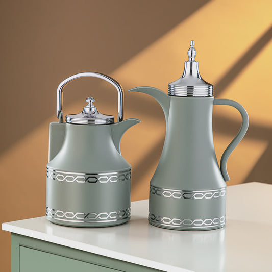 SM-2D936AB VACUUM FLASK 2PC SET GREEN SILVER