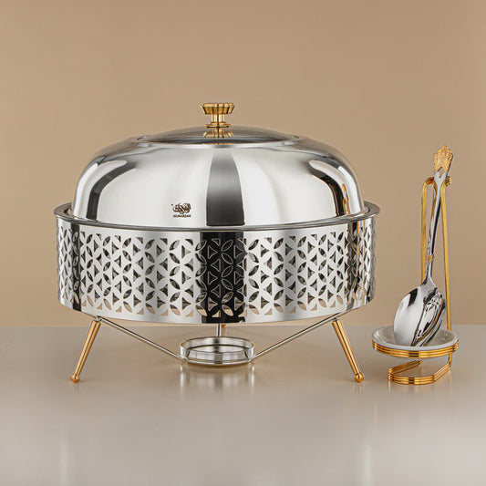 STS0013313 Steel Chafing Dish Silver Gold 6.5L