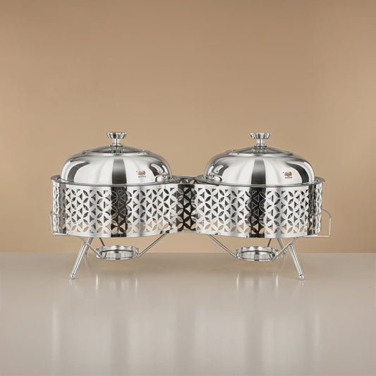 STS0013315 Steel Double Chafing Dish Silver 2L+2L