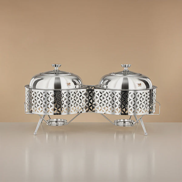 STS0013315 Steel Double Chafing Dish Silver 2L+2L